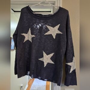 Blueish Grey Sweater with White Stars